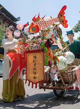 极速古风户外景点m布置集市装饰民俗手推车上小摆件装饰品大全