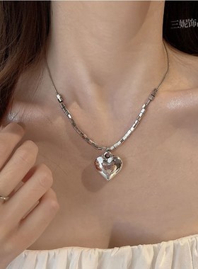 极速辣妹爱心皓石j网红项链女ins风潮小众设计双层叠戴爱心嘻哈锁