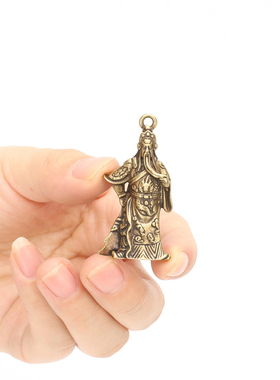 极速黄铜武财神迷你关公摆件 关圣帝E君关羽小铜像 武圣关云长伽