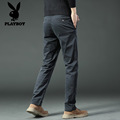 新款 高端弹力潮流百搭修身 秋冬季 加绒裤 子 直筒休闲裤 花花公子男士