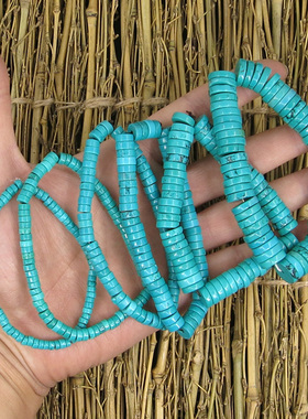 极速湖北天然高瓷绿松石手串隔片垫原矿手链散P珠隔珠金刚星月菩