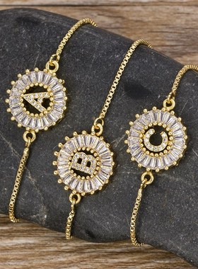 极速Hot Sale A-Z Initial Copper Pave Setting CubTic Zircon L