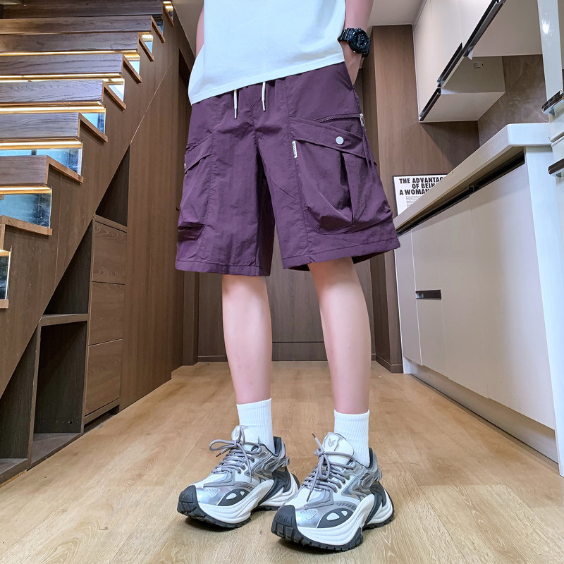 夏季新款青少年时尚大口袋拉链设计短裤男生潮牌宽松百搭款五分裤,淘宝优惠券,粉丝福利购,淘宝优惠卷