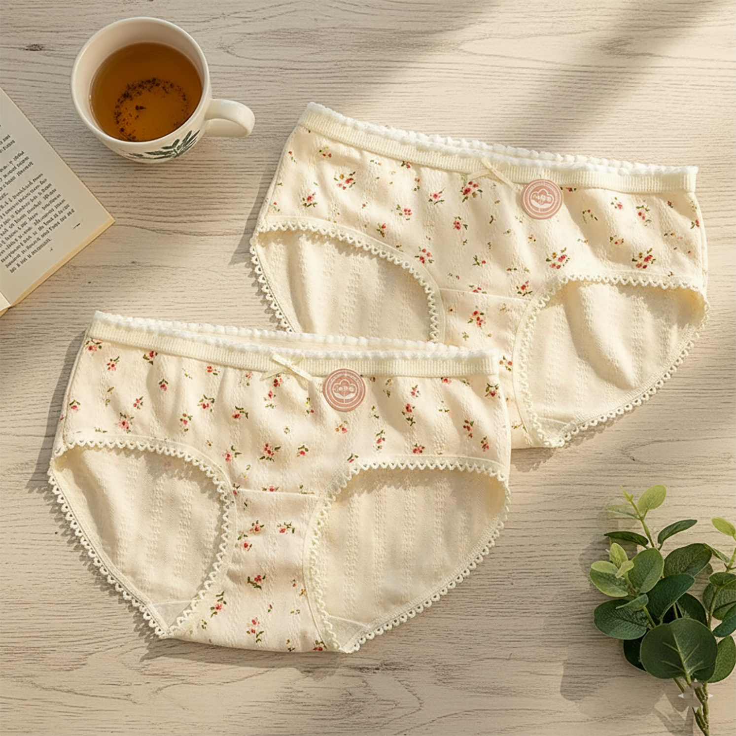 7A类纯棉女士内裤女孩新款碎花甜美日系中腰全棉加长档部学生,淘宝优惠券,粉丝福利购,淘宝优惠卷