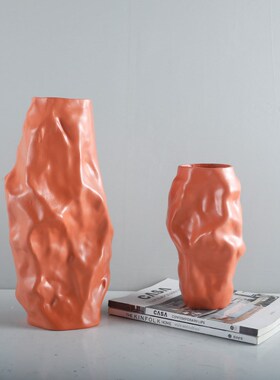 新品简约现代黑白条纹创意花瓶异形艺术感M高颜值花器摆件客厅玄