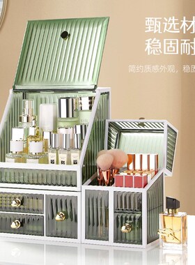 新品轻奢网红首饰盒收纳盒透明防尘饰品化妆品Q置物架梳妆台化妆