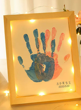 新品情侣a手印相框宝宝手足印摆台diy手工手印画框520情人节礼物