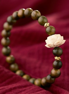 极速新品推荐绿檀莲花手r串男女款念珠盘玩檀木手串沉香文玩静心