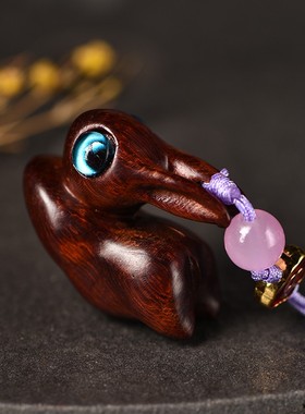 极速绿檀黑檀檀木小鹿汽车u钥匙扣挂件可爱小猫清新手机吊坠创意