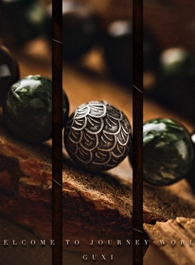 极速GUXI【逆战】复古银黑曜石手E链男生绿龙晶手串小众送男友生