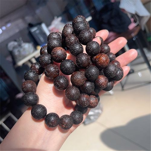 极速黑棋楠沉香回纹单圈手链 香味浓郁特别好闻 约15Smm TY230 - 图0