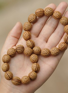 新品天然桃木桃核手链女儿v童吓惊防身护符男款手串野生小桃胡文