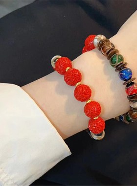 极速雍和公同款 古法香灰琉璃手串 点缀五J颗朱砂回纹珠 TY1095