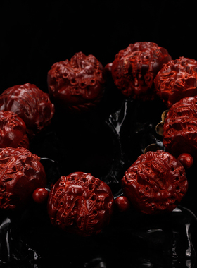 极速天然科檀红酸枝雕刻r佛珠手串手链貔貅狮子头情侣款手串手链