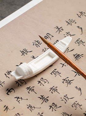 陶瓷小船摆件古代渔船微景观造景老翁垂钓假山流水鱼缸盆景装饰品