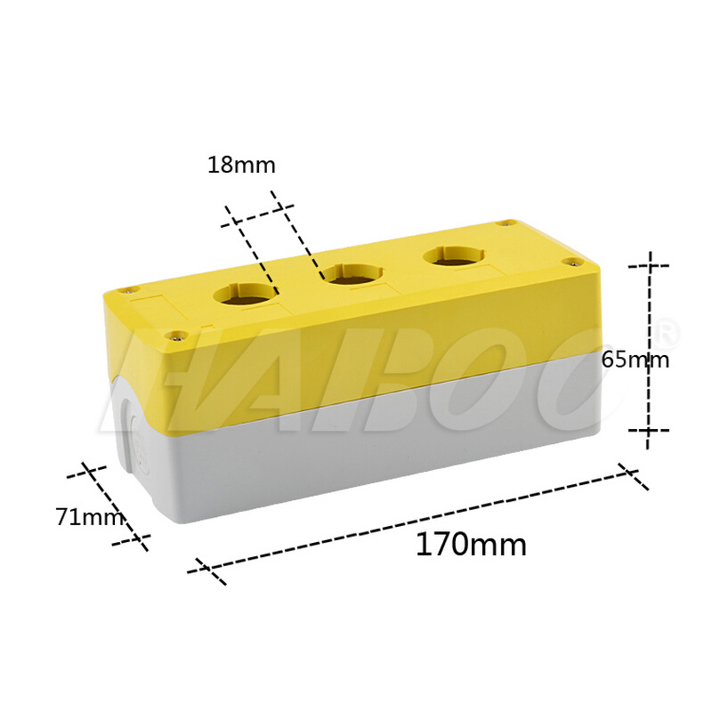 GOB1孔3孔2孔按钮开关盒子22MM 防水盒 接线盒 黄色或灰色控制盒 - 图2