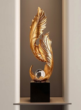 创意羽毛落地摆件大型客厅玄关壁龛高级感家M居装饰乔迁礼物送朋