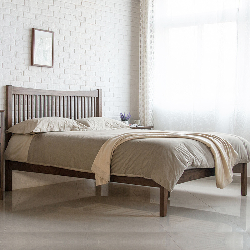 治木工坊橡木床1.5米床1.8米双人床简约现代全实木床美式床1.2米 - 图3
