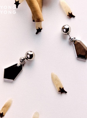 无用之用925银黑曜石盾牌符号件