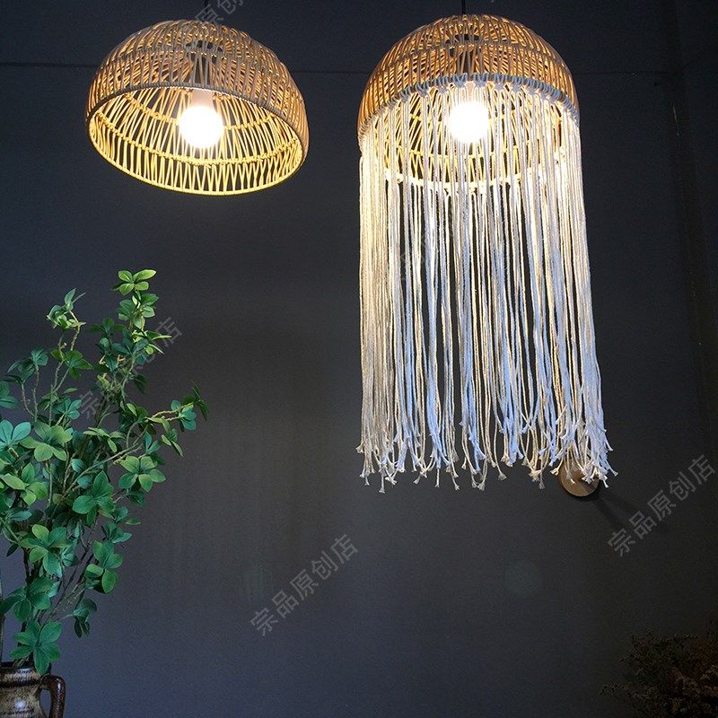 户外防水防晒挂树灯田园覆古彷真藤编流苏吊灯庭院室外景区装饰灯,淘宝优惠券,粉丝福利购,淘宝优惠卷