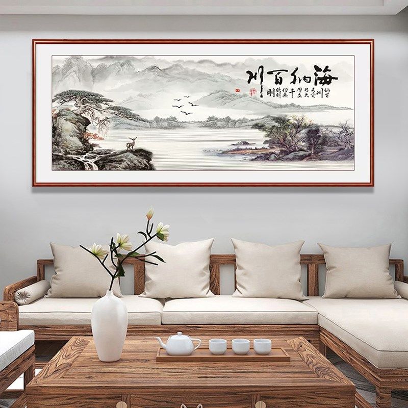 钻石贴画新款手工钻石画点钻画十字绣客厅山水画海纳百川,淘宝优惠券,粉丝福利购,淘宝优惠卷