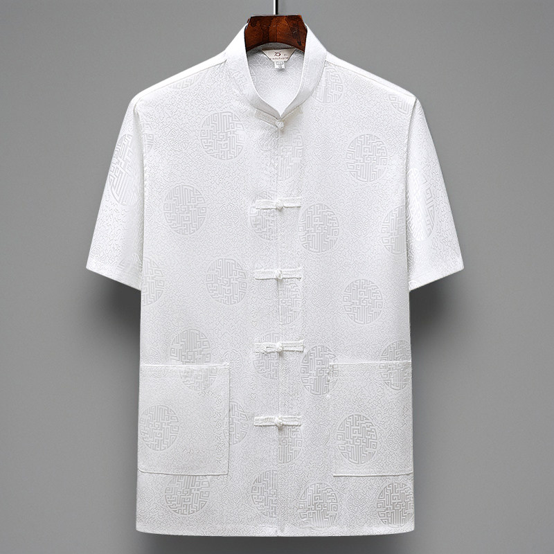 唐装男中老年人中国风夏季薄款短袖冰丝立领老人衣服爷爷生日夏装,淘宝优惠券,粉丝福利购,淘宝优惠卷