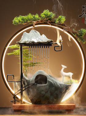 速发创意招财公水摆件中式家居玄关桌面装饰流司乔迁业居生日开新