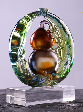 速发琉璃葫芦装品生日礼物过寿高档工艺礼饰家居摆件退休礼物搬迁