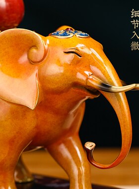 速发福禄品祥铜大象摆件一对招财客厅酒柜装饰吉摆件搬家礼物乔新