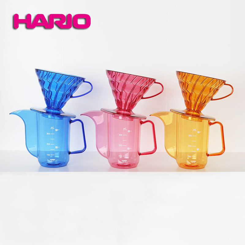 清货 HARIO日本进口耐热树脂滤杯 滴滤式V60彩色手冲滤杯咖啡套装 - 图0