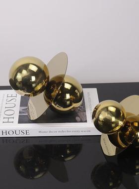 现代简约极简金属抽象摆件样板房售楼部装饰玄关陈设品家居饰品