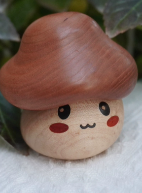 果果｜田月原创冒险岛蘑菇摆件实木蘑菇摆件可爱卡通桌面装饰创意