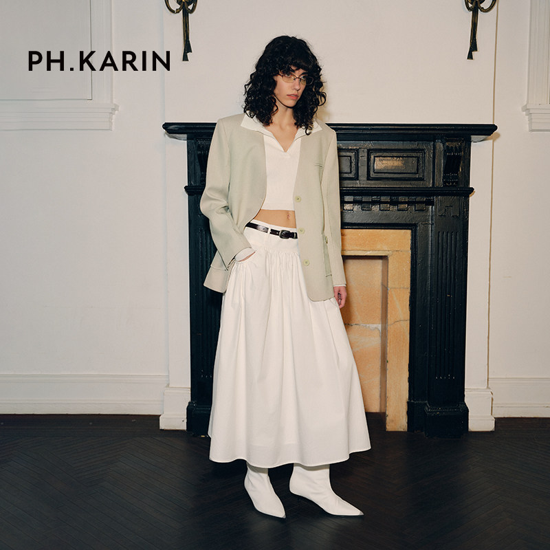 明星同款 PH KARIN设计感亚麻宽松西装短外套女2024秋新款上衣
