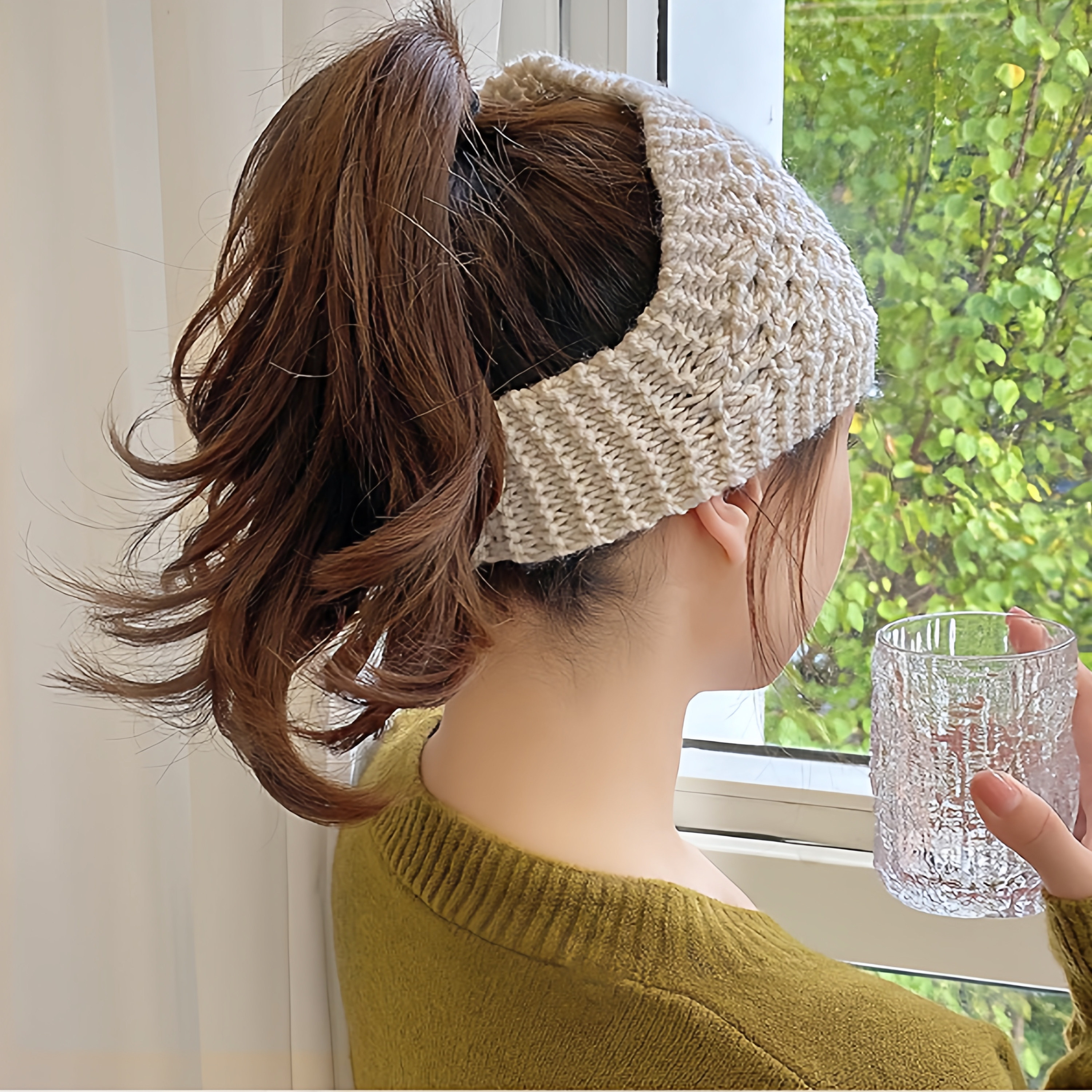 新款针织秋冬帽子毛线保暖头套发带冬季白发护耳包头带宽头巾围脖,淘宝优惠券,粉丝福利购,淘宝优惠卷