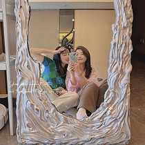 Mirror Full Body Wear Mirror Diy Decoration Material Mesh Red Metal Wind Clay Bag Rims Handmade Floor Mirror Retrofit