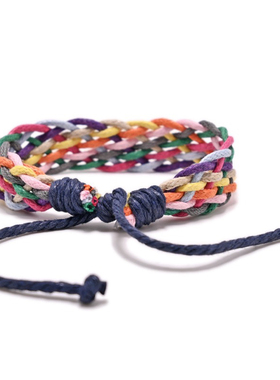 ins风七彩绳日韩男女手绳蜡绳彩色手链纯手工编织学生情侣饰品潮