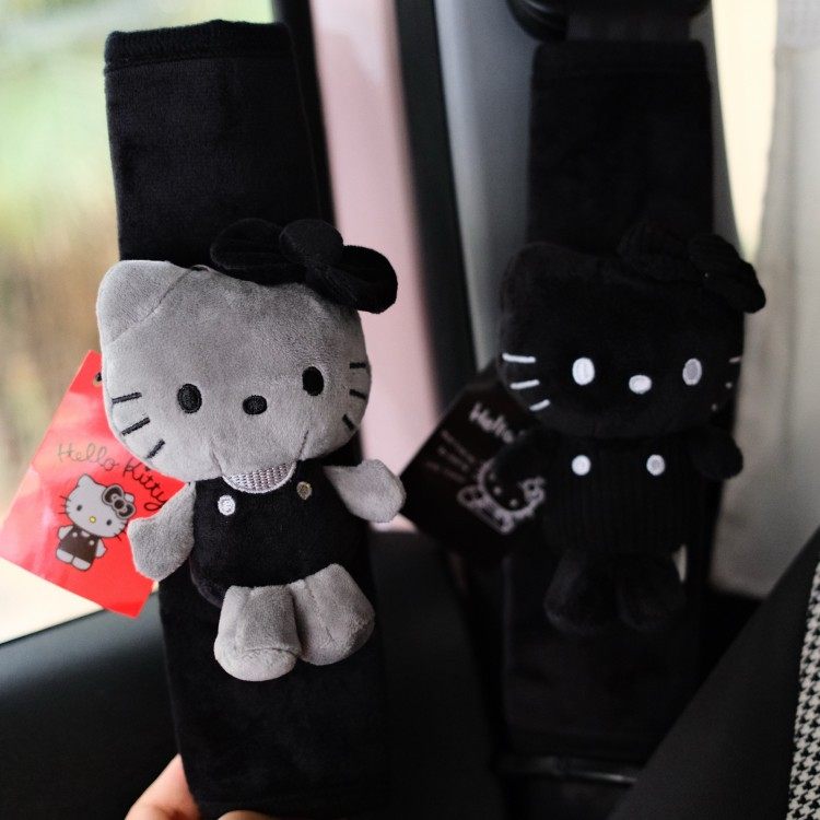 kitty50周年限定全黑凯蒂猫汽车安全带护肩套车内装饰保险带,淘宝优惠券,粉丝福利购,淘宝优惠卷