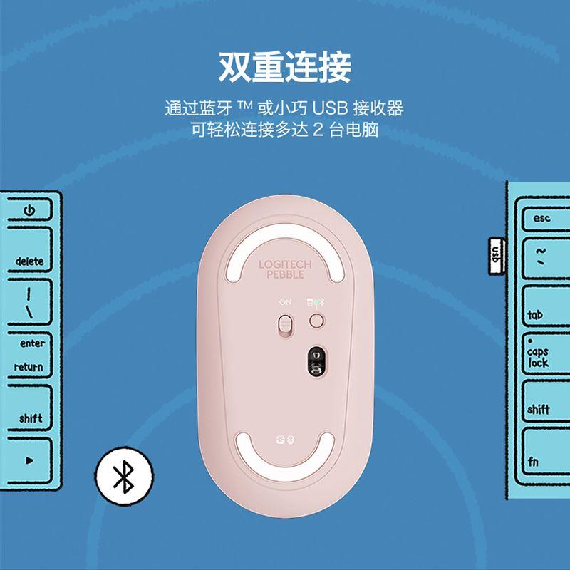 罗技LOGITECH PEBBLe无线蓝牙静音鼠标网红时尚办公女生平板通用 - 图3