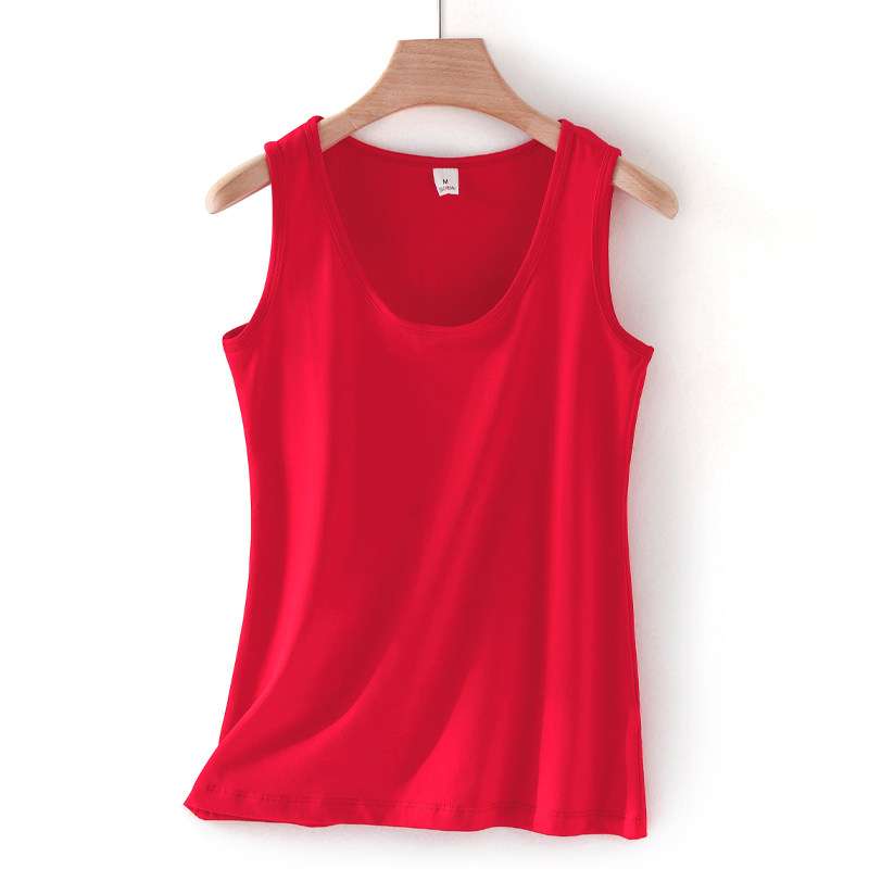 本命年中国红色纯棉无袖打底衫女u型领跨栏瑜伽基础款吊带小背心,淘宝优惠券,粉丝福利购,淘宝优惠卷