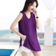 Threaded sleeveless vest mid-length women's loose butt covering