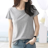 Хлопковая базовая приятная телу футболка с коротким рукавом с круглым воротником, короткий рукав, облегающий крой