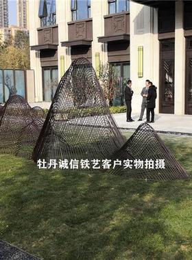 金属假山摆件会所售楼处大型不锈钢雕塑户外园林庭院水池景观装饰