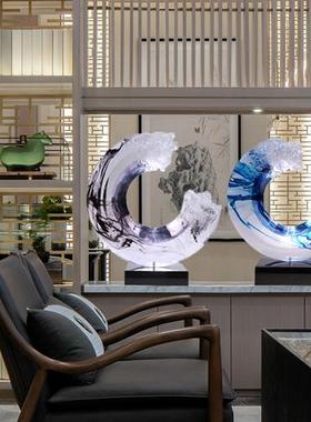 现代简约透明树脂摆件酒店客厅玄关高级感雕塑创意家居软装置饰品