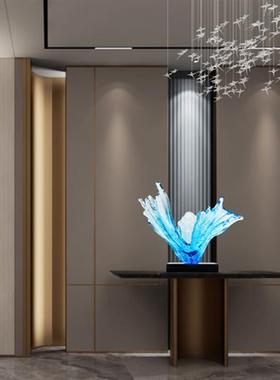 简约现代酒店样板房玄关客厅创意透明树脂雕塑摆件软装艺术品