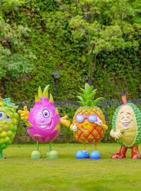 户外卡通水果草莓西瓜苹果雕塑农场蔬菜白菜辣椒茄子玉米南瓜模型