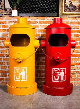 复古铁艺消防栓垃圾桶收纳桶家居客厅餐厅服装店酒吧网咖摆件装饰