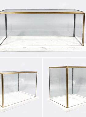 北欧景观玻璃罩几何透明摆件铜边套装 展示柜防尘罩样板房装饰