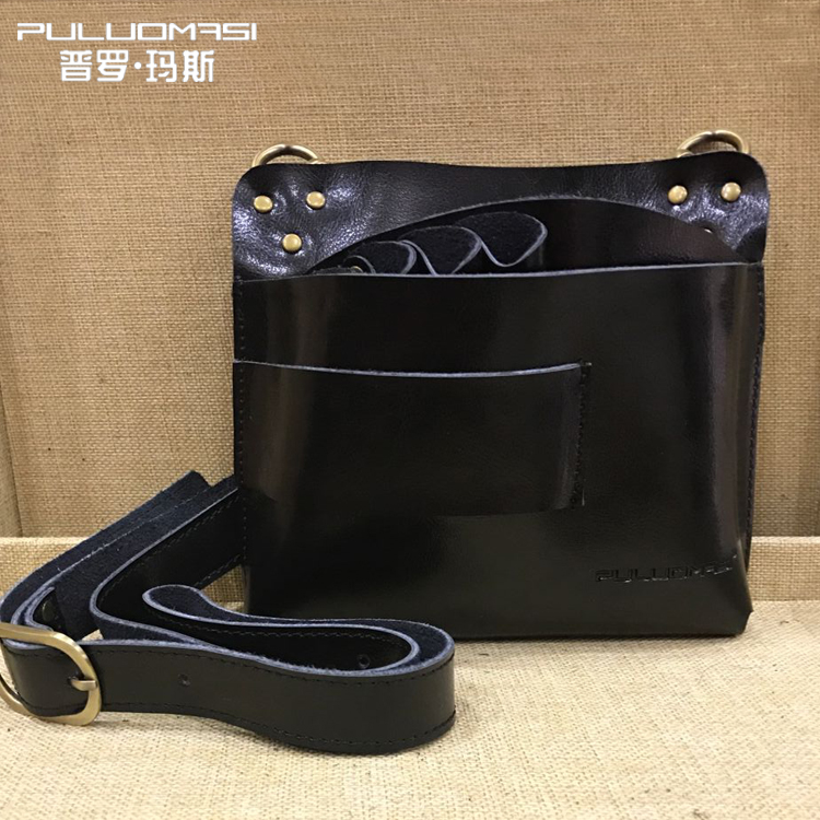 真皮新款剪髮包理髮工具包推剪剪刀包挎包專業髮型師個性復古腰包