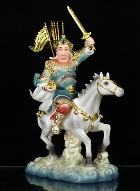 新品树脂黄小跑报马将军骑马胡三B佛像东北二灵童护法中式居家摆