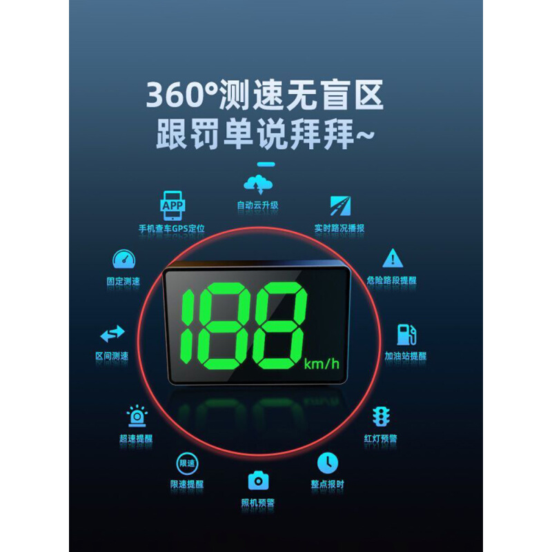 新款HUD车速电子狗汽车安全预警仪车载测速抬头显车器一体机 - 图1